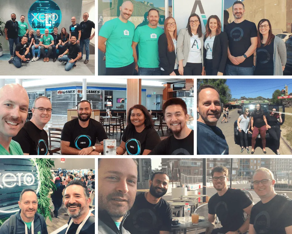 A montage of the AccountKit team meeting Xero staff and accounting firms around Australia in 2018