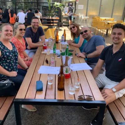 Shaun Farrugia’s Optimised Accounting team at a long outdoor table