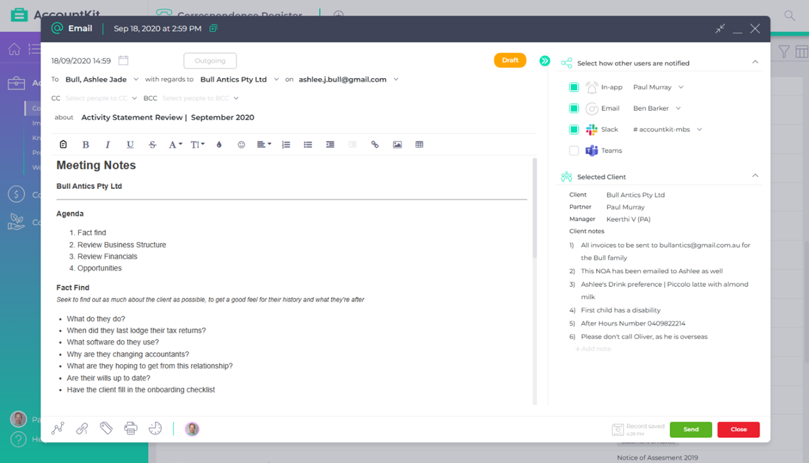 Screenshot - CorrespondenceRegister