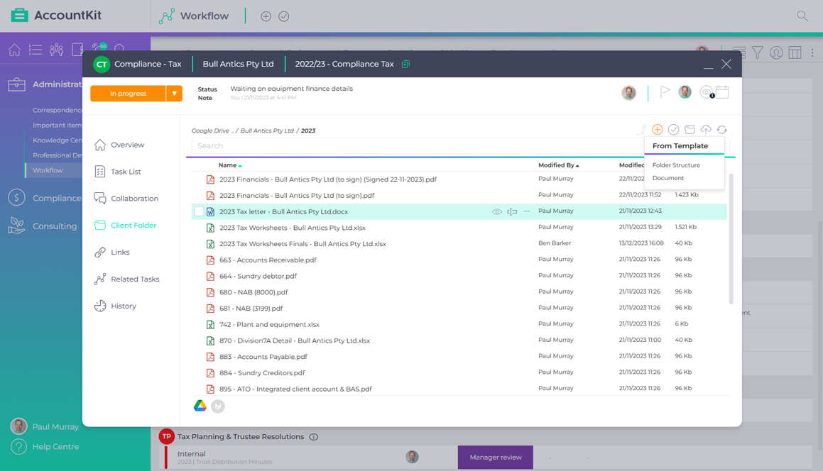 Screenshot - Workflow - ClientFolder